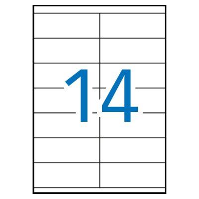White permanent labels 105.0 x 40.0 mm, 14 on A4 sheet, 100 sheets