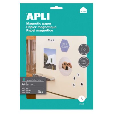 Etikett magnetpaber APLI Magnetic paper 640g, 8lehte Inkjet A4 fotopaber