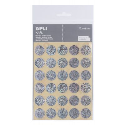 Round educational stickers Ø 20 mm metallic silver 99 pcs