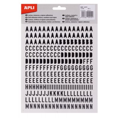 Adhesive capital letters and numbers, 10 mm 486 pcs