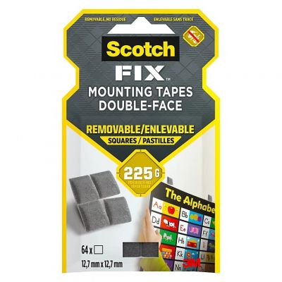 Fixing pads Scotch 108E, 12.7x12.7mm, foam, 64pcs/pk removable