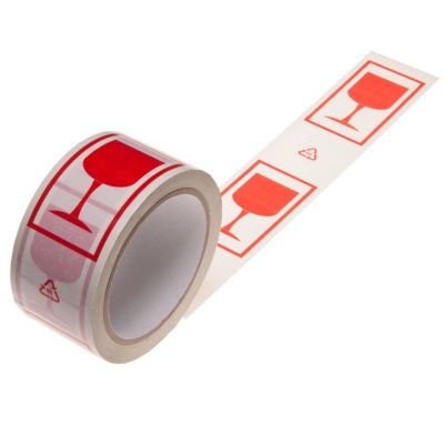 Tape with print red glass PP 28 mic 50x66m