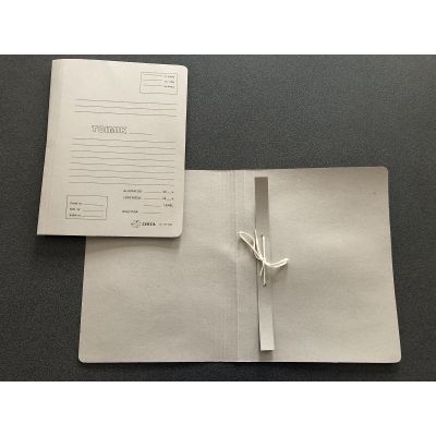 Cardboard folder A4 with print, 1 ribbons, grey