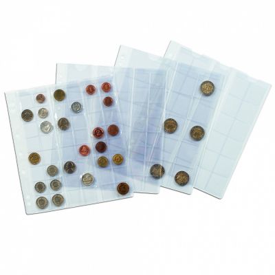 Tab for coins 12x 50x50mm NUMIS K50 310444, 5 sheets per pack, white background, Leuchtturm