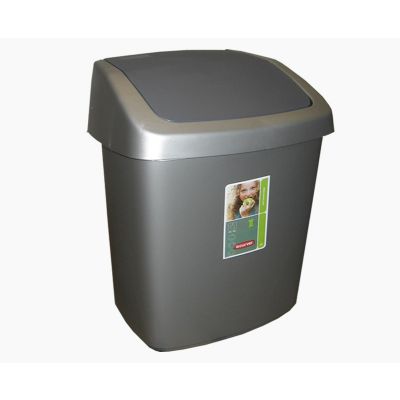 Trash bin Curver 50l gray / metallic with lid