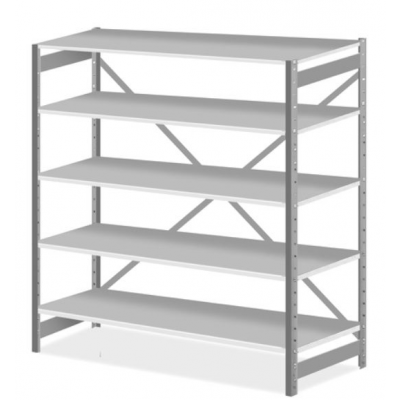 Metal storage shelf PO main part 2000x1000x500mm, 5 shelf plates / RAL7035