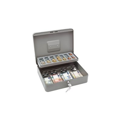 Cashbox, grey, 300x240x90 with holding clip