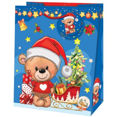 Gift bag 26,7x13,7x33cm Snowfall / Funny penguin / Winter wonderland / Bear Christmas / Winter stripes 30x13,7x30cm