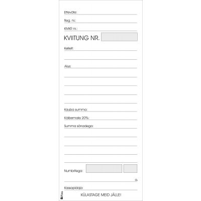Form "Arve-Kviitung A7" 100sh, carbon paper