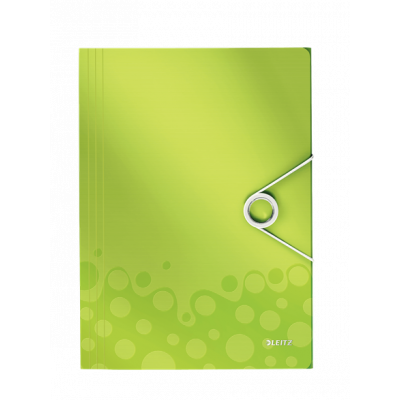 Folder with rubber Leitz WOW PP A4 metallic green