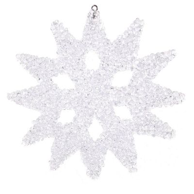 Christmas decoration hanging, 13cm, snowflake, transparent