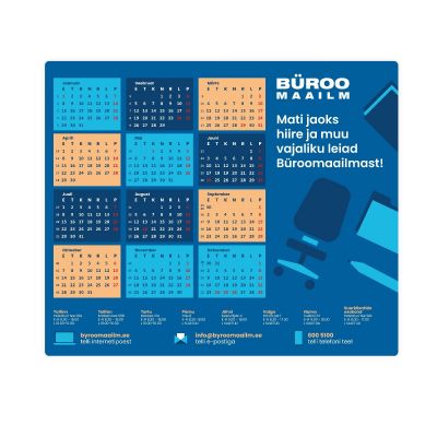 Mousepad Büroomaailm with 2024 calendar, 240x200mm