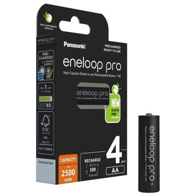 Batteries Panasonic Eneloop Pro AA HR6 2500mAh NiMH 4BP, 1.2V 4 batteries for high power devices