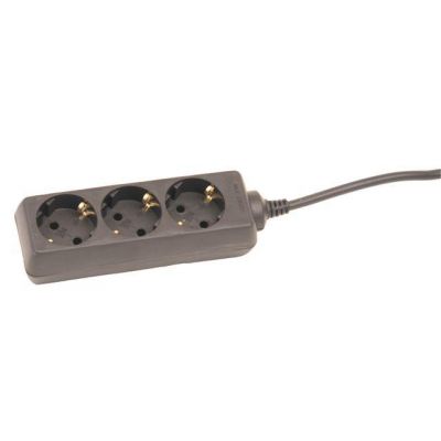 Extension cord 5 meters 3 sockets, BLACK, earthed
