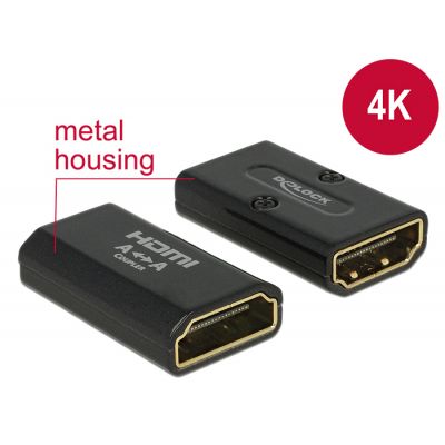 Adapter HDMI(F)-HDMI(F) with Ethernet (HEC), gold plated, metal housing, 4K 3840x2160@30Hz black