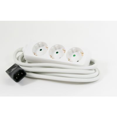 UPS extension cable IEC -> 3x for European socket, white, 1.5m