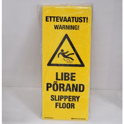 Ohutus - silt hoiatav põrandamärk `Ettevaatust! Libe Põrand` A-suurus 200x500mm erinevad keeled EST/ENG, kaitsekileta
