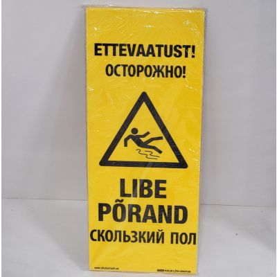 Ohutus - silt hoiatav põrandamärk `Ettevaatust! Libe Põrand` A-suurus 200x500mm, erinevad keeled EST/RUS