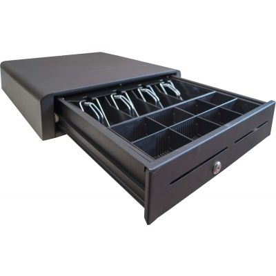 Cash drawer Venus 3 black - metal paws, 8 coin compartments, 410x410x100mm