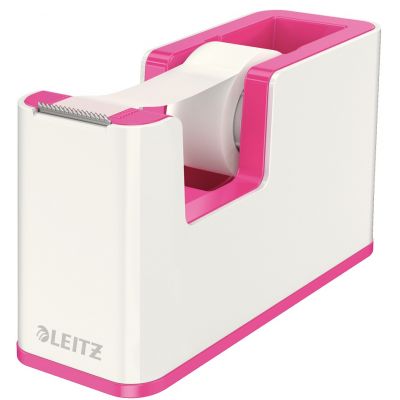 Tape Dispenser Leitz WOW Dual, glossy white-pink, tape included