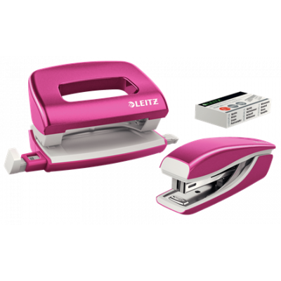 Stapler & Hole punch set Mini WOW Pink