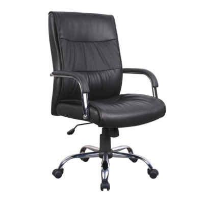 Executive chair DALLAS 5101 with armrests / black faux leather PU, base metal, chrome