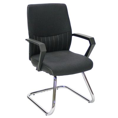 Customer chair ANGELO, 27943 with armrests / black fabric + chrome