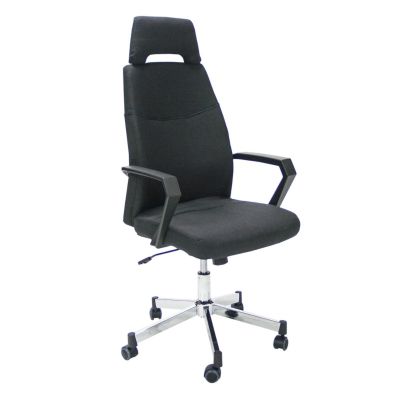 Office chair with DOMINIC headrest, armrests, 27952 / max 120kg / black fabric + chrome. terrace