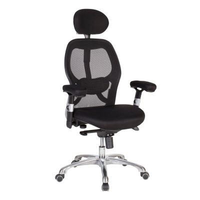 Executive chair GAIOLA with headrest, backrest, reg. armrests 39493, / max 120kg / black mesh fabric + silver gray plastic