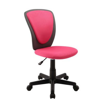 Office chair BIANCA 27793 / max 100kg / pink mesh fabric - dark gray faux leather + black