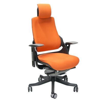 Driver's chair with WAU headrest, reg. armrests, 09840 / max 120kg / orange fabric + black