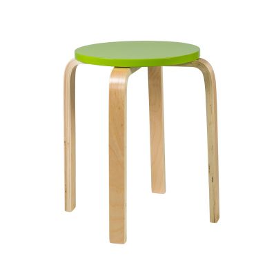Stool SIXTY-1 10153 / glulam with birch veneer / seat green - natural