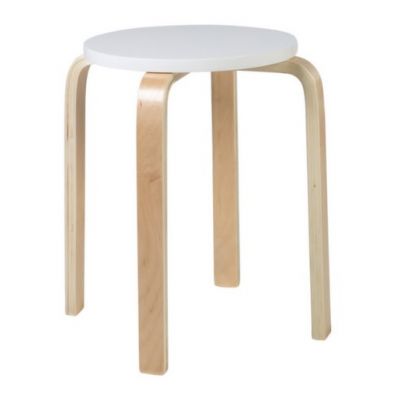 Stool SIXTY-1 10154 / glulam birch with veneer D-41xH45cm / seat surface white-natural