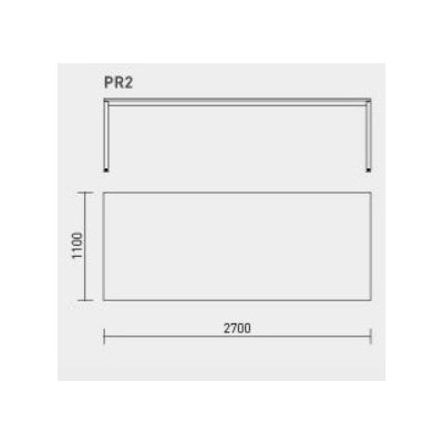 PRAKTIK meeting table PR2, 2700x1100x22mm / / steel gray or white m.
