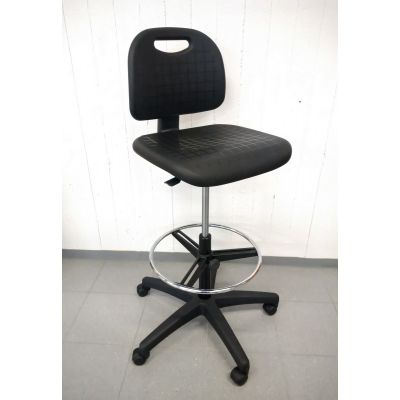 Office chair MEMPHIS SG with footrest, H60-86cm, with wheels / black polyurethane + black