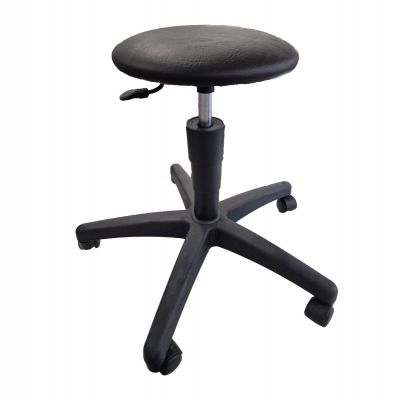 Töötool/töötaburet LABORI ilma seljatoeta, H40-66cm, istme D-34cm, ratastega/ must kunstnahk+ must