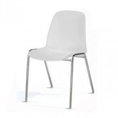 Customer chair ELENA / White SBN plastic, chrome