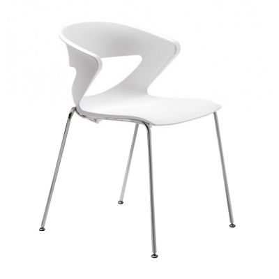 KICCA visitor chair KC1 / AV T42 / white plastic, silver gray