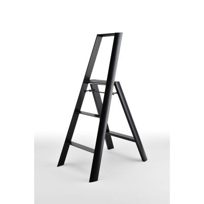 Stair ladder LUCANO, 3 steps, H-1220/790 mm upper step / black painted aluminium