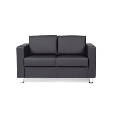 Sofa CHAIRMAN Simple 2-seater, 1360x830x830mm / Euroline 9100 eco leather black + chrome. feet