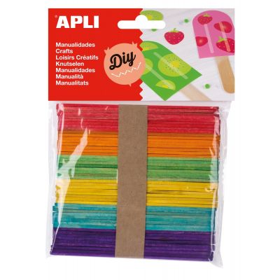 Wooden sticks assorted colours 50 u.