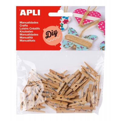 Mini wooden craft clips natural 45 u.