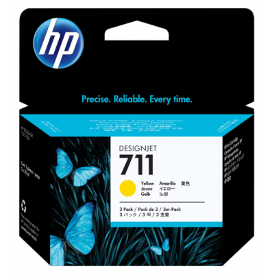 HP 711 - 3-pack - 29 ml - yellow - ink - for DesignJet T100, T120, T120 ePrinter, T125, T130, T520, T520 ePrinter, T525, T530