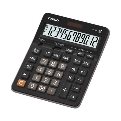 Desktop calculator Casio GX-12B black / black 12-digit, standard and solar battery, 245gr, 34.3x159x207.5mm, Standard logic