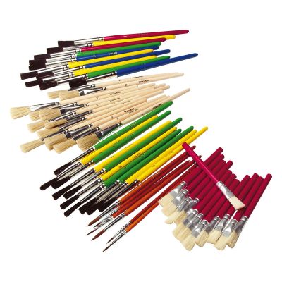 Brush selection, wooden handle, 50 pcs in a set