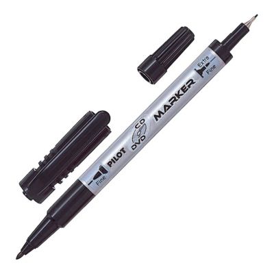 Marker Pilot Twin CD / DVD with double ends, line 0.4 and 0.8 mm, black
