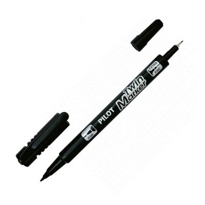 Marker Pilot Twin EF / F black double ended line 0.4 and 0,5mm, Be Green 76.1%