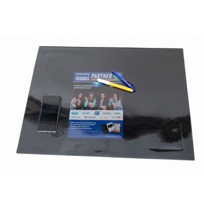 Table mat 650x500mm black, Smoke smoke with front pocket, Prolexplast