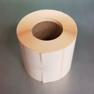Etikett TERMOSIIRE 76x27 rullis 1000tk, masinale Zebra GC420T, materjal transfer-matt, hülss 41mm, (sobiv termokile WAX)