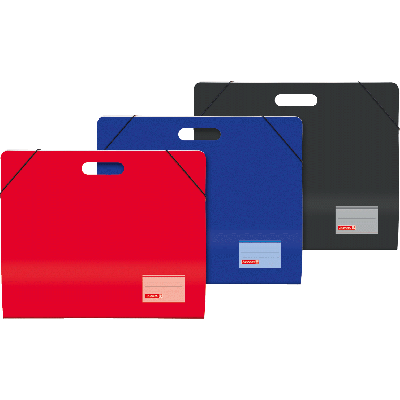 Folder with die-cut handle, A3, carton, 3 colours
